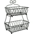 thumbnail image 4 of Sorbus Fruit Basket Display Stand, 2-Tier, for Vegetable, Fruit & Bread Counter Storage for Kitchen, Bathroom, Rectangular Antique Metal (Black), 4 of 7