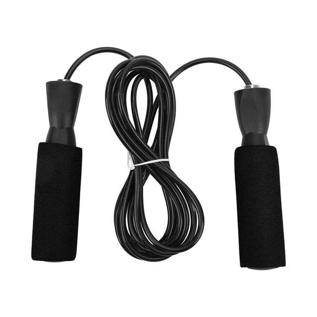 Cuerda para saltar de alambre de acero, cuerda para saltar ajustable con rodamientos dobles para hombres, mujeres y niños, color negro