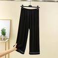 thumbnail image 7 of Jesvior Women'S High Waisted Wide Leg Cropped Pants Casual Straight Leg Lounge Trousers Knit Elastic Waist Soft Pajama Style Pants for Summer, 7 of 7