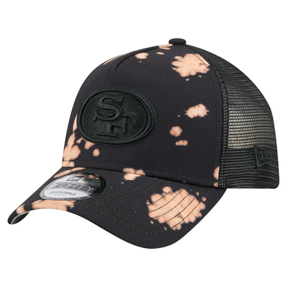 Men's New Era Black San Francisco 49ers Bleached 9FORTY A-Frame Adjustable Hat