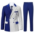 thumbnail image 3 of Beauty-Emily Men's Color Block Double-Breasted Suit Set – Slim Fit Two-Piece Blazer & Pants, Stylish Contrast Formal Suit for Business, Wedding & Party, 3 of 8