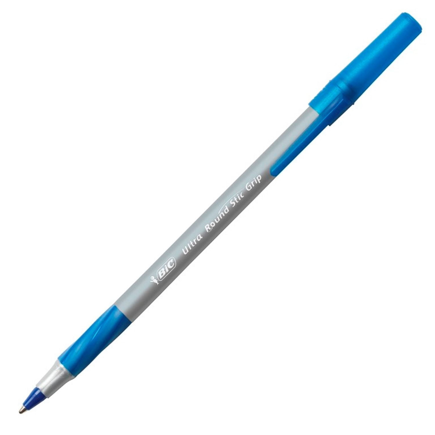BIC Round Stic Grip Extra Comfort Ballpoint Pen, Medium Point (1.2mm), Blue, Soft Grip For Added Comfort And Control, 8-Count, 8 Count
