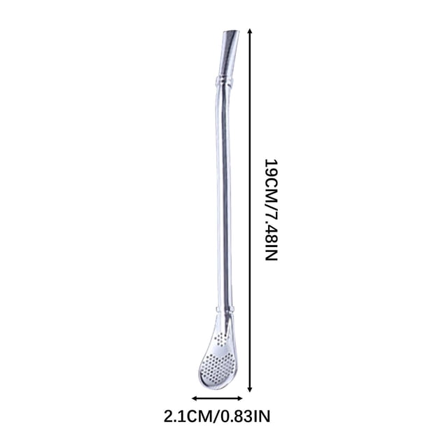 Birdeem Stainless Steel Straw Spoon Dual Purpose Coffee Beverage Stirring Spoon, Milk Tea Filtering Straw Spoon