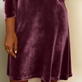 thumbnail image 3 of MORTTIC Women's Elegant & Comfortable Solid Color Velvet Dress Cowl Neck Long Sleeve Midi Dress For Holiday Purple，XL, 3 of 4