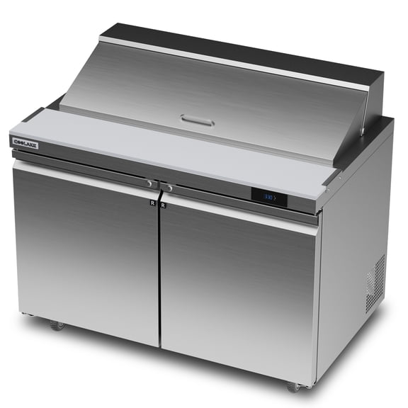 Coolake 48''W Commercial Salad Sandwich Prep Table Refrigerator, 2 Door Stainless Steel  13.5 Cu.ft Counter Fan Cooling Refrigerator