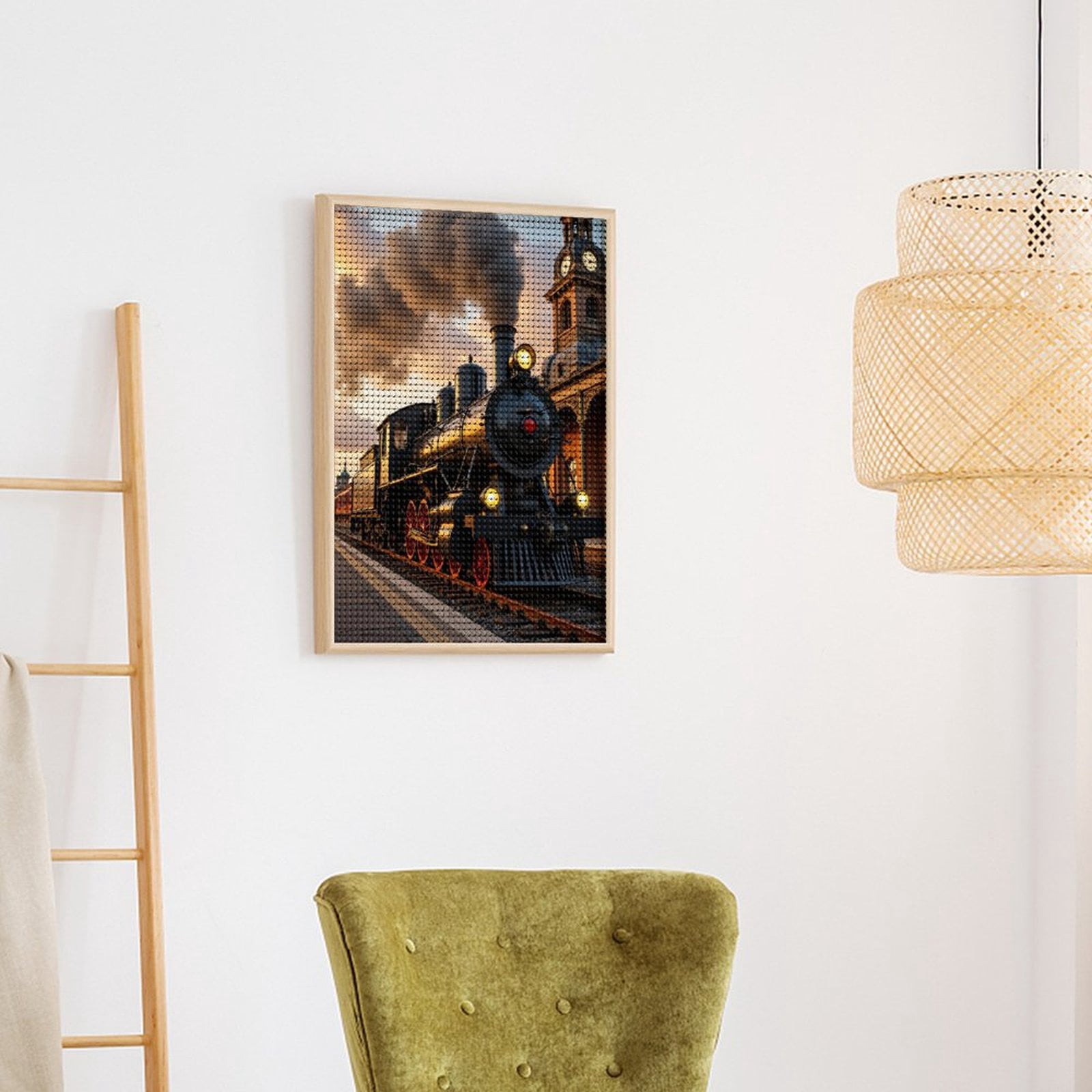 Diamond Art Kits for Adults, Train Vintage Railway Station 5D Diamond Painting Kits for Adults Beginners, DIY Full Drill Diamond Painting, Gem Art and Crafts 12x16