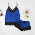 thumbnail image 2 of Women Pajama Sets Sexy Silk Satin Camisole V Neck Top And Shorts Lounge Sets Sleepwear Blue XL, 2 of 6