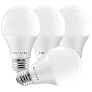 Luxrite A19 Dimmable LED Light Bulbs 11W (75W Equivalent) 5000K Bright White, 1100 Lumens E26, 4 Pack