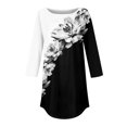 thumbnail image 4 of Black Women'S Plus Size Shirts, Polyester Womens Plus Size Tshirts, 3/4 Sleeve Plus Tshirts for Women Plus Size, Plus Size Spring Blouses, Floral Weekend Printed Women'S Blouses, 4 of 5