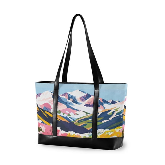 FORMRS Canvas Laptop Tote Bag for Women with 15.6" Computer Compartments Shoulder Handbag, Abstract Mountain