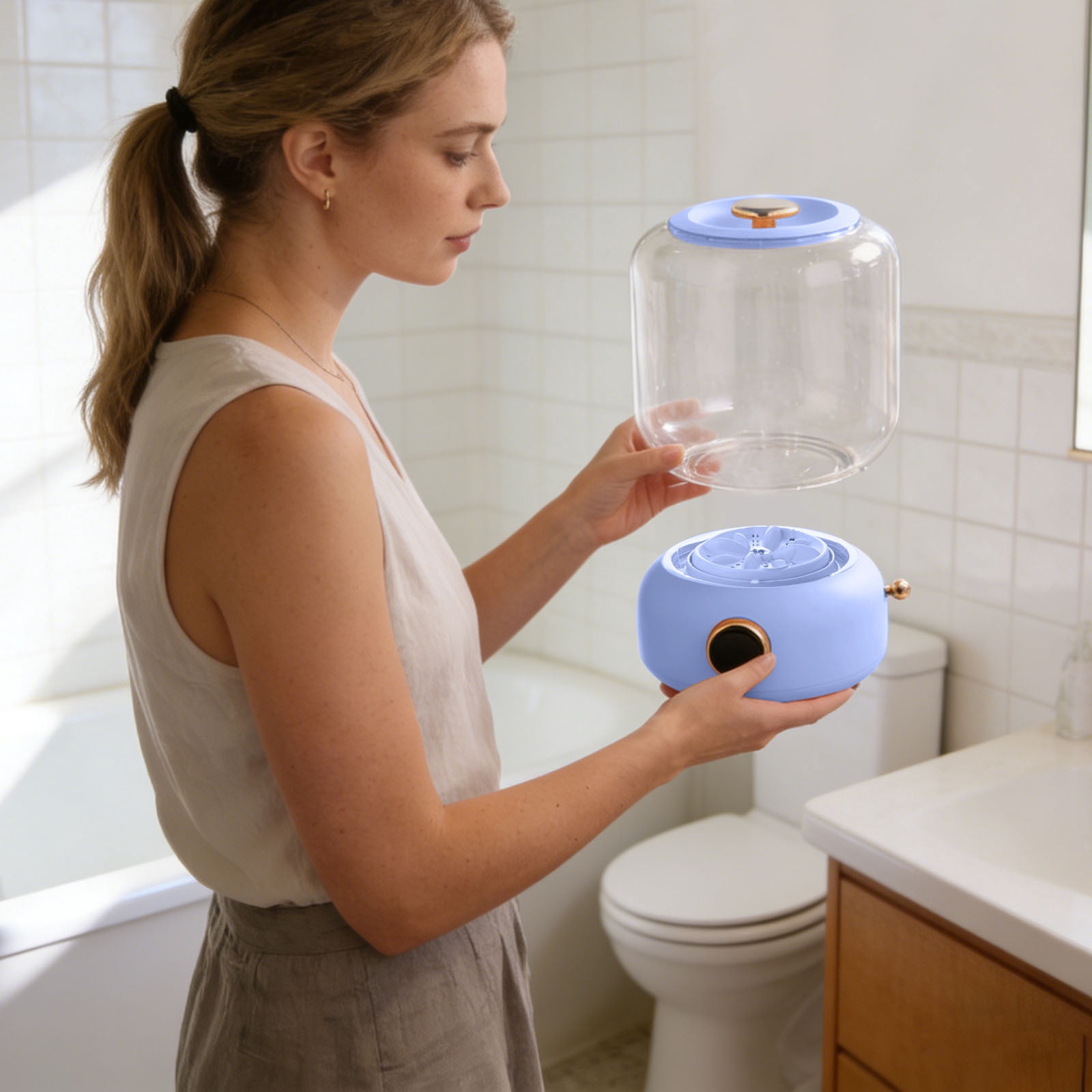 Portable USB Small Washing Machine - Rechargeable Personal Mini Washer with 3 Modes for Travel, Dorm, RV & Camping（Blue）