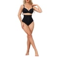 thumbnail image 2 of INSPIRE CHIC Women's High Waisted Tummy Control Bodyshaper Panties Thong with Front Hook Closure Medium Black, 2 of 5