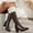 Brown, variant on OKBOP Women's knee high boots with Block Heel, Cozy Faux Fur Trim, Pointy Toe, Side Zipper, Comfortable Winter Style All‑Day Wear Gifts for Women Black 36 Sizes