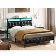 thumbnail image 2 of GUNAITO Full Size Bed Frame with PU Leather Storage Headboard & Footboard Upholstered Platform Bed with LED Lights USB Ports & Outlets Black, 2 of 4