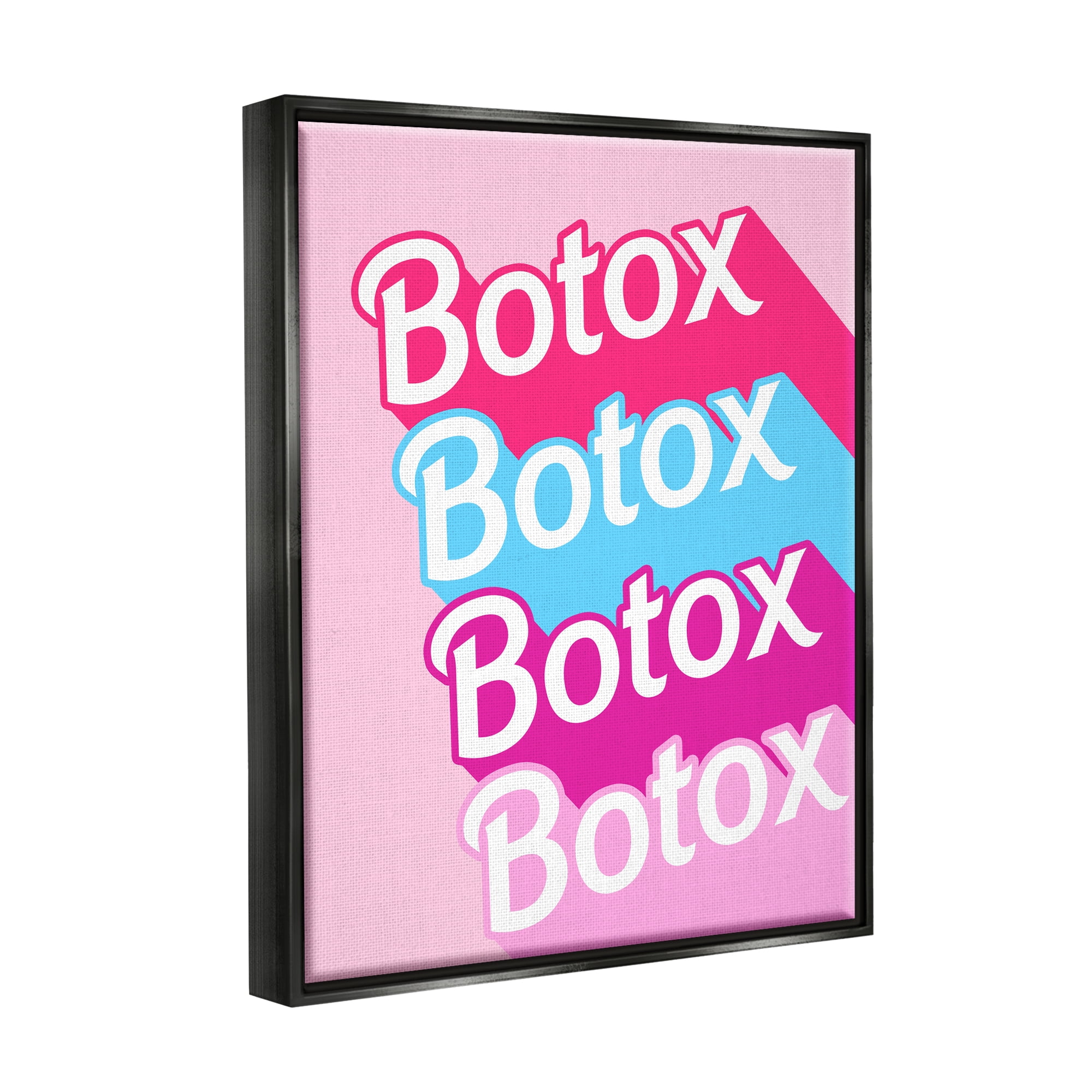 Stupell Industries Pink & Blue Botox Phrase Inspirational Painting Black Floater Framed Art Print Wall Art, 25 x 31