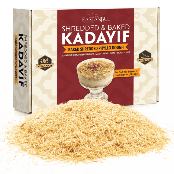 Eastanbul Baked & Shredded Kataifi for Dessert Filing, Shredded Fillo Dough, Kadayif Pastry Dough, Sprinkle, Filling, or Topping for Viral Dubai Chocolate, Milky Desserts, Puddings, 250g (8.8oz)
