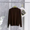 thumbnail image 3 of Suéter de cuello alto medio para mujer, jersey básico vintage de punto liso, informal, ajustado, para otoño e invierno, 3 of 5