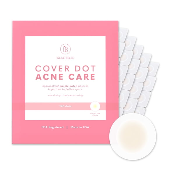 SMARTMED Ollie Belle Cover Dot Acne Care (120 puntos) Parche para manchas de acné con hidrocoloide | Absorbe aceite y espinillas sin látex