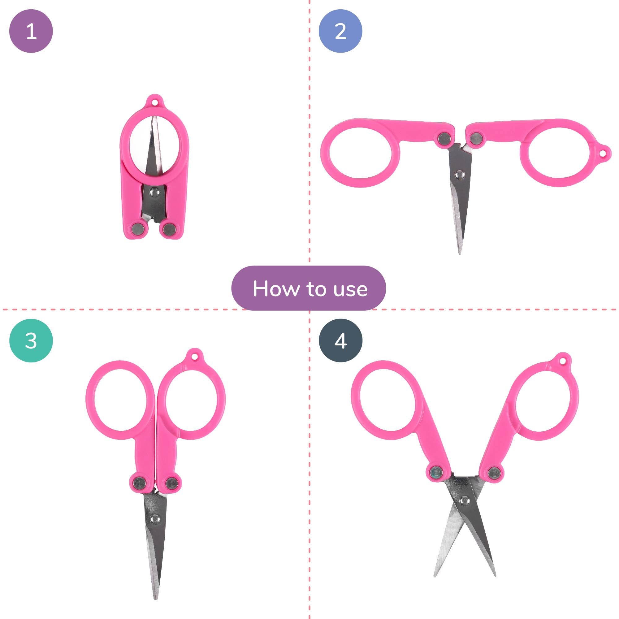 JubileeYarn Pocket Pal Folding Scissors TSA Compliant and Portable, Compact, Safe Travel Scissors, Stainless Steel Retractable, Blue Bestie - 1 Unit