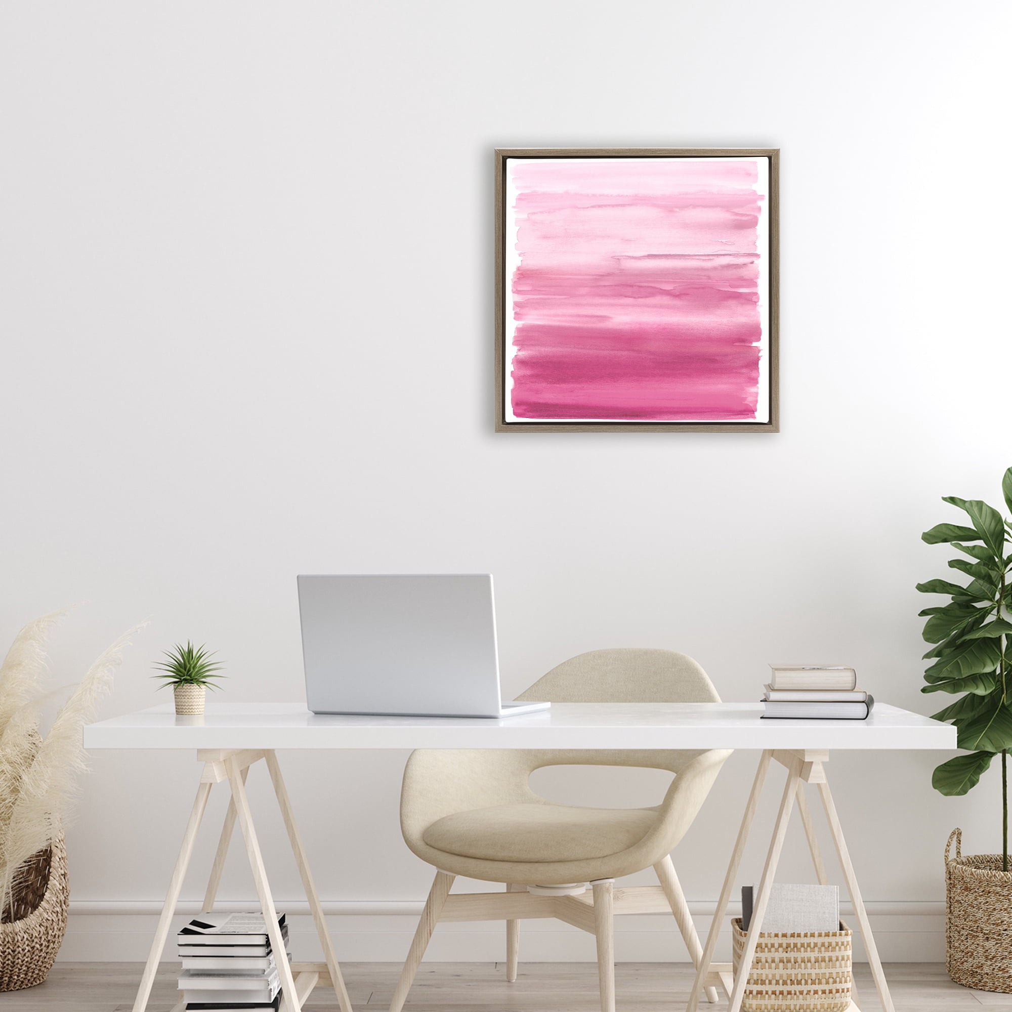 Stupell Industries Gradient Pink Blush Brown Framed Floater Canvas Wall Art, design by Allie Corbin