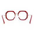 thumbnail image 4 of Luxury Double Rim Octagonal Blue Light Blocking Computer Eyeglasses Red Gold, 4 of 4