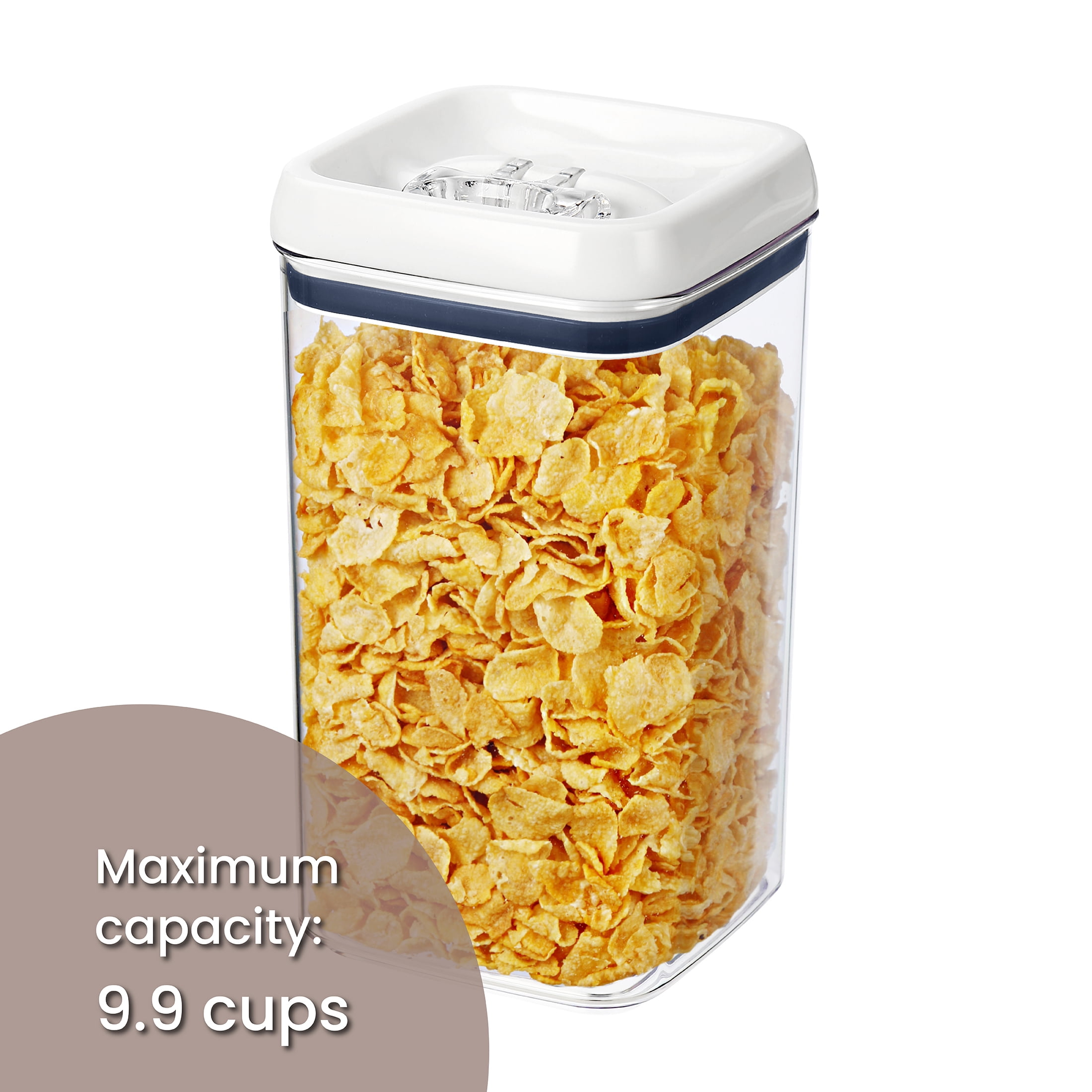 (2 pack) Better Homes & Gardens 9.9 Cup Flip-Tite Square Food Storage Container, Ideal for Pantry Organization