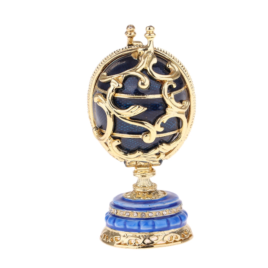 Easter Egg Trinket Box Jewelry Box Russia Eggs Figurine Craft Ornament Blue 