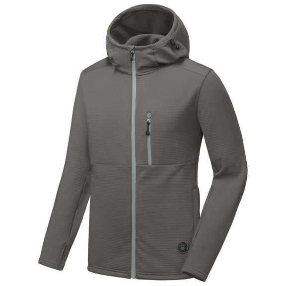 Little Donkey Andy Men's Winter Lightweight Warm Fleece Running Jacket Breathable Hooded Thermal Jacket with Thumb Holes Long Sleeve Travel Hiking Cycling Outdoor Workout Coats Coriander Brown S