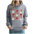 thumbnail image 2 of PNTUTB Women's Christmas Cute Printed Off Shoulder Pocket Long Sleeved Hooded Drawstring Pullover Casual Loose Sweatshirt, 2 of 6