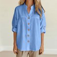 thumbnail image 2 of Njagoc3 Linen Button down Shirt Women Summer Fall Fashion Long Sleeve Cotton Gauze Tops Dressy Casual Work Blouse, 2 of 6