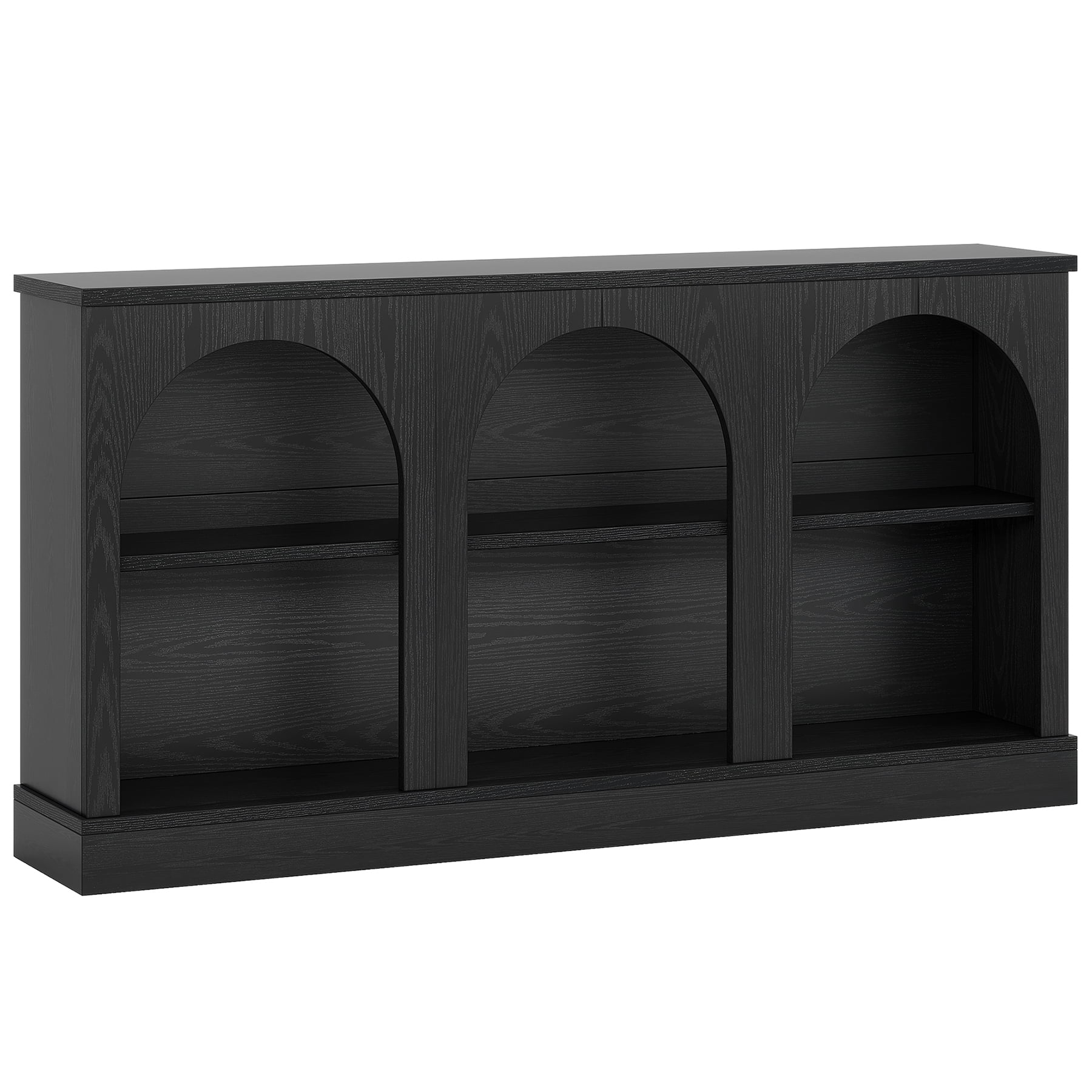 Tribesigns Farmhouse TV Stand for 55/60/65 Inch TVs, Entertainment Center with Storage Cabinets, Black