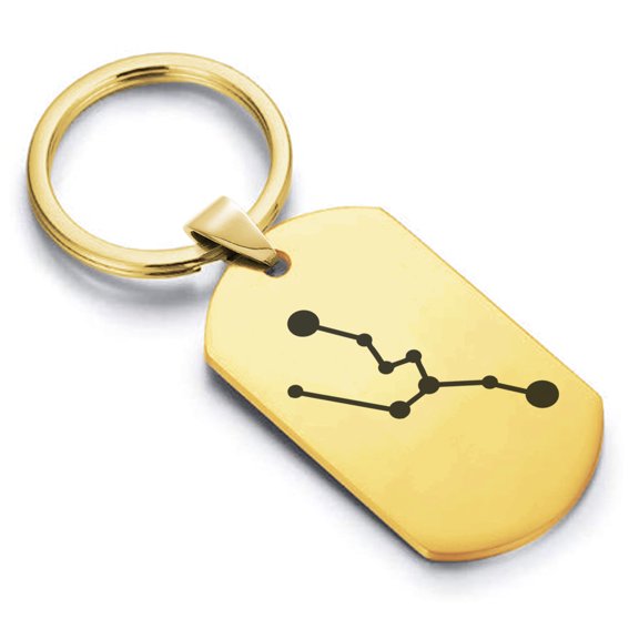 Stainless Steel Taurus (Bull) Astrology Constellation Dog Tag Keychain Circle Ring