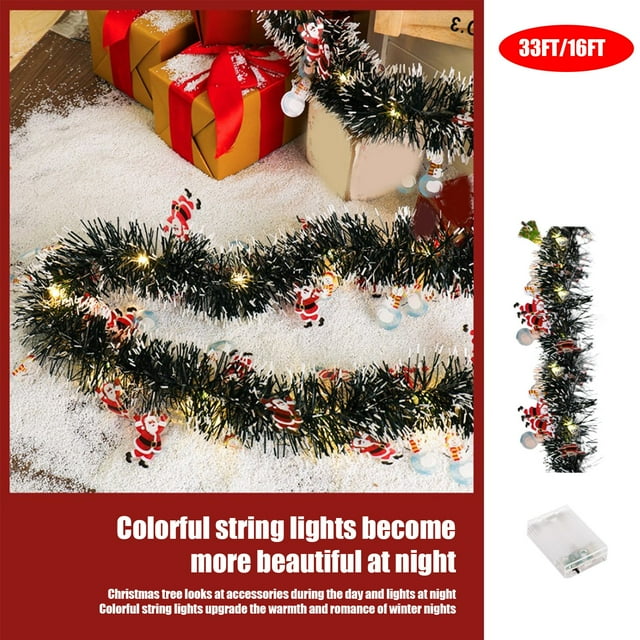 Christmas Light Up Rattan Door Window Arrangement, Warm Color Decor, Staircase Handrail Tree Decor, 33FT, Illuminated Festive Decor, For Holiday Greeting HAODEJW | Pvc, Green