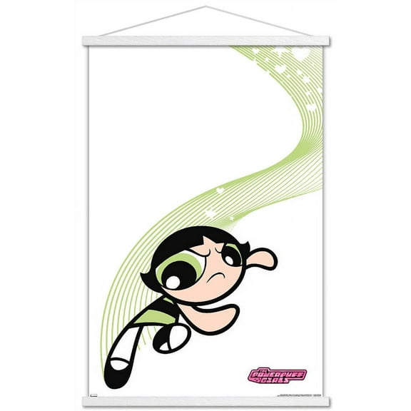 The Powerpuff Girls - Buttercup Heart Lines Wall Poster with Wooden Magnetic Frame, 22.375" x 34"