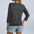 thumbnail image 4 of Womens 3/4 Sleeve Shirts Banded Bottom V Neck Summer Tops Loose Fit Casual Dressy Basic Tees Dark Gray M, 4 of 5
