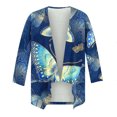 thumbnail image 3 of Cardigan for Women's Plus Size Summer Casual 3/4Sleeve Fashion Comfortable Pockets Printing Cardigan Top Blouse Party Up to 65% off, 3 of 5