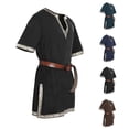 thumbnail image 2 of Luwomo Short Sleeve T Shirt for Men Tunic V Neck Belt Male Clothes, 2 of 8