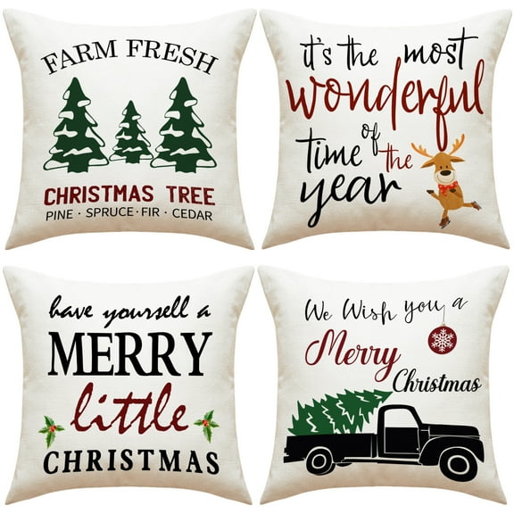 Christmas Decorations Pillow Covers 18 x 18 Inches - Xmas Series Cushion Cover Case Pillow Custom Zippered Square Pillowcase
