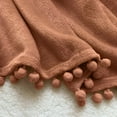 thumbnail image 4 of LOMAO Flannel Blanket Soft Throw Blanket with Pompom Fringe Lightweight Bed Blanket Fit Couch Sofa(70"x 80")(Caramel), 4 of 6