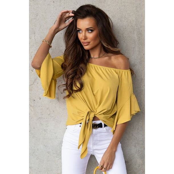Blusas amarillas mujer hotsell
