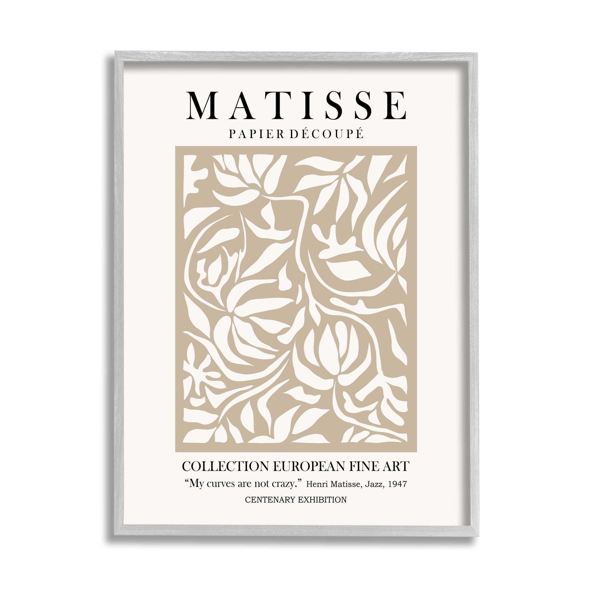 Stupell Industries Neutral Floral Foliage Pattern Historical Exhibition Text Framed Wall Art, 11 x 14, Design by Ros Ruseva