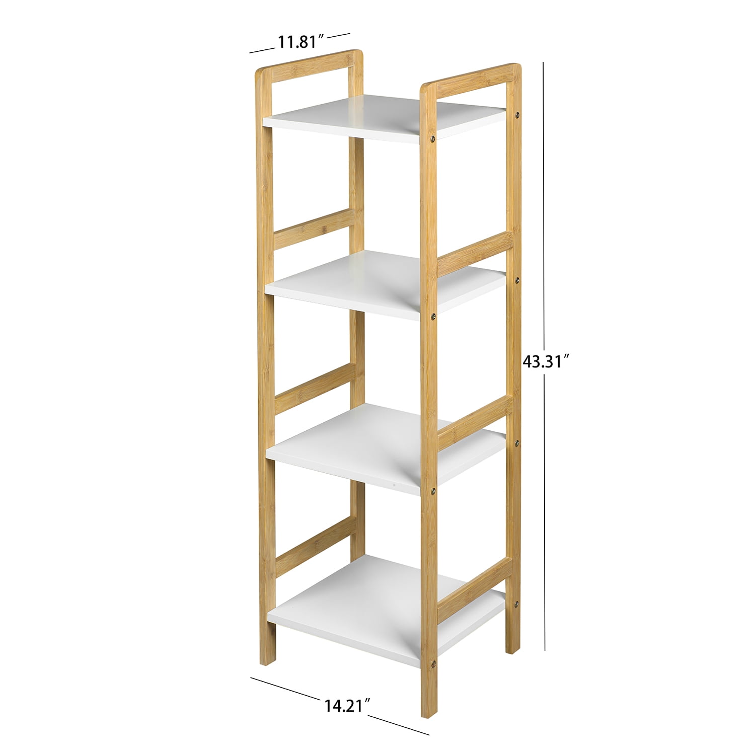 Kadyn Bathroom Floor Shelf, Freestanding Tower Shelf for Living Room, Organizer Stand Storage Shelves Rack Unit with Open Shelving Unit, Gold