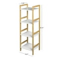 thumbnail image 4 of Kadyn 4-tier Wood Free Standing Bathroom Floor Shelf, Freestanding Tower Shelf for Living Room, Organizer Stand Storage Shelves Rack Unit with Open Shelving Unit, Gold, 4 of 7