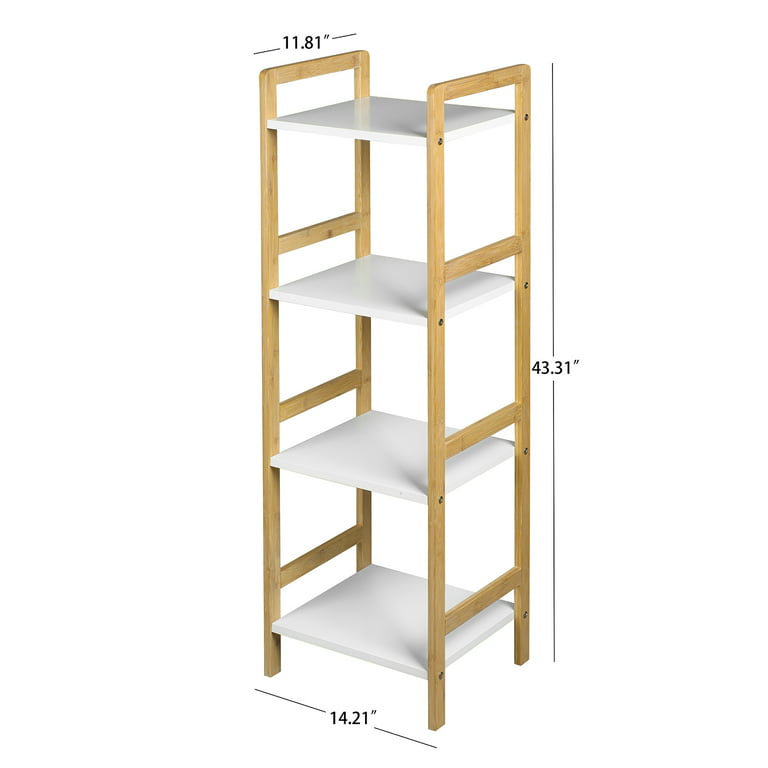 Hommoo 4-tier Wood Free Standing Bathroom Floor Shelf, Freestanding Tower  Shelf for Living Room, Organizer Stand Storage Shelves Rack Unit with Open  Shelving Unit, Gold 