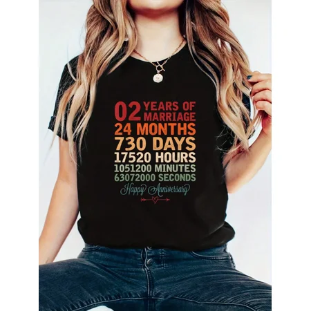 Retro 2nd Wedding Anniversary T-Shirt 2 Years of Marriage Vintage Graphic Tee for Couples Happy Anniversary Gift for Men Women