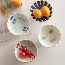 OEFNTAC Ceramic Pedestal Fruit Bowl 4.72x4.72x3.07in Serving Plate for Dessert Snacks Tea Party Mini Cake Stand Easter Brunch Decor