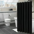 thumbnail image 3 of Cortina de ducha de tela impermeable para el hogar, cortina de baño con ganchos, color negro, 200 x 180 cm, 3 of 12