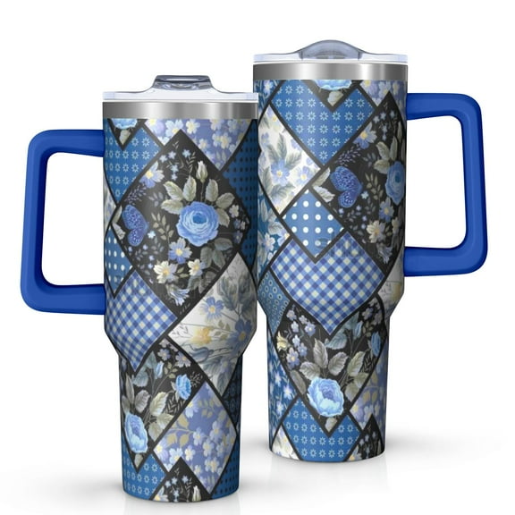 OBREWU Pioneer Flower Tumbler with Handle and Lid,Pioneer Flower 40oz Double Wall Vacuum Insulated Tumbler,Cups Gift for Women and Men