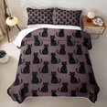 thumbnail image 2 of Feelyou Happy Halloween Black Cat Quilt Full, Cartoon Kitty Silhouette Full Bedspread Sets, Dusty Purple, 3-Piece, 1 Comforter and 2 Pillowcases, 2 of 7