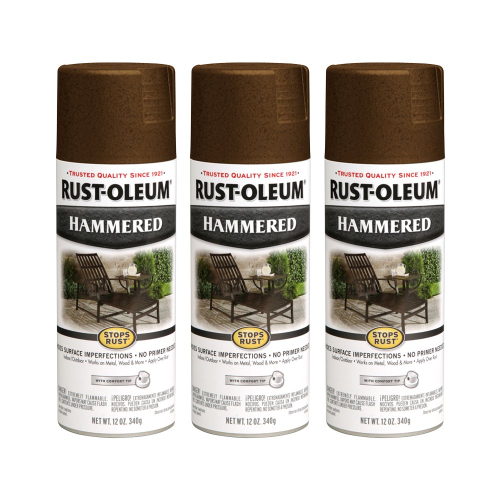 (3 Pack) RustOleumÂ® Stops RustÂ® Hammered Brown Spray Paint 12 oz